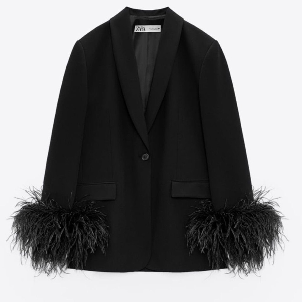 Zara Blazer with Feather Cuffs